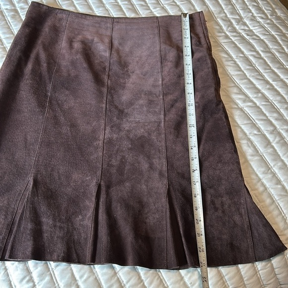 BROWN LEATHER KAREN KANE SKIRT 8 - Picture 6 of 15